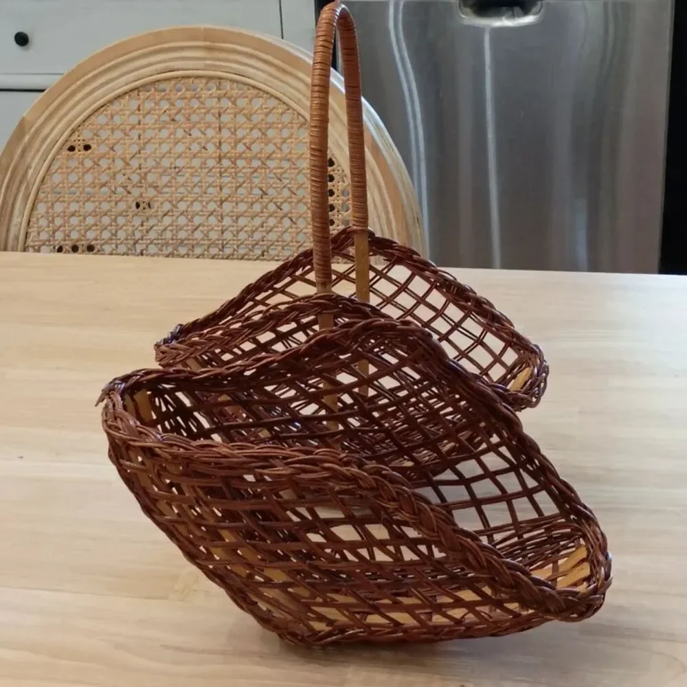 2 Piece Wicker Basket Set Farmhouse Country Decoration